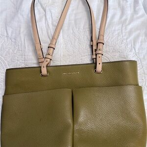 Michael Kors Sage Green Tote with Beige Straps